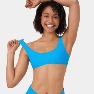 Halara Solid U Neck Bikini Top Swimsuit Sporty Blue NWT XL